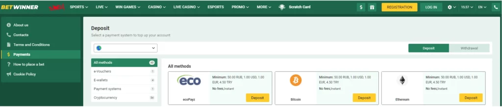 Winng Betwinner Deposit 